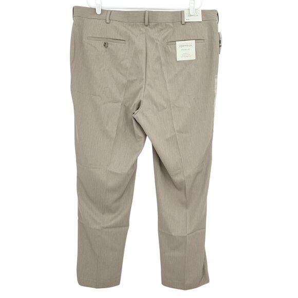 Perry Ellis Portfolio Men's Premilux Taupe Classic Fit Dress Pants 42x32 NWT - Picture 2 of 11